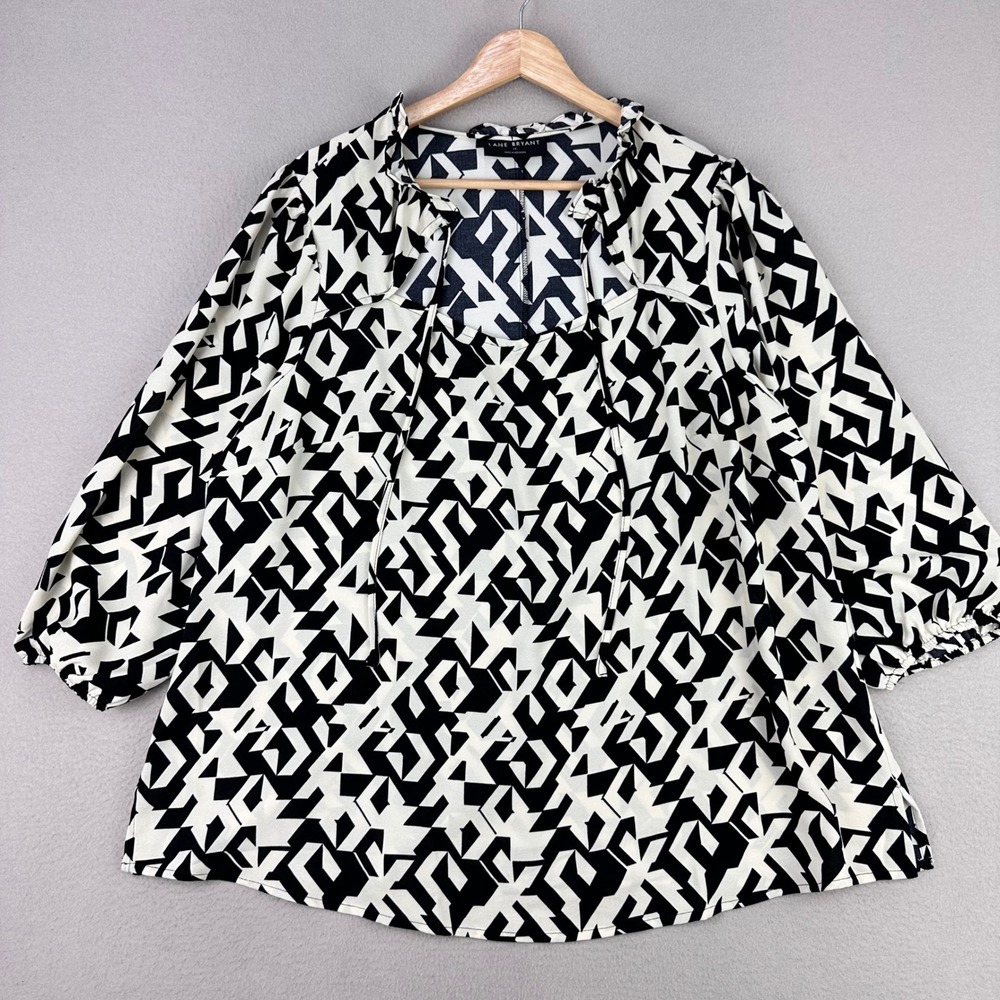 Lane Bryant Blouse Womens‎ 14 Black and White Office Career